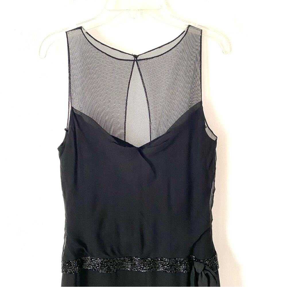 Vera Wang White Gold Label Black Silk Mesh Gown size 2 Beaded Waist Bow - Picture 8 of 8